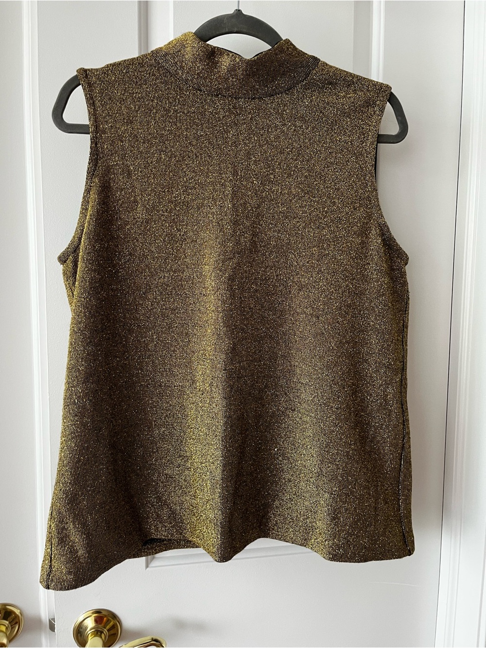Vintage Metallic Mock Neck Sleeveless Tank in Gold